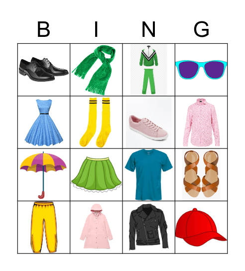 Clothes Interactivo Kids Bingo Card