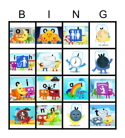Alphablocks Bingo Phase 3 Bingo Card