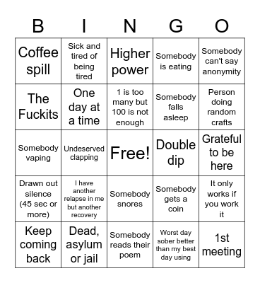 AA Bingo Card