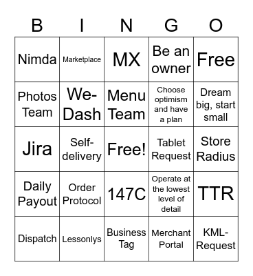 DD Bingo Card