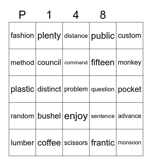 Purple 148 Bingo Card