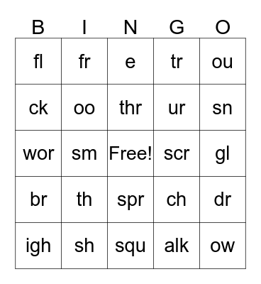 Special Sounds Bingo Card