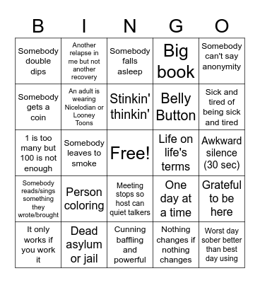 AA Bingo Card