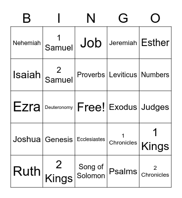 Bible Books Bingo Card
