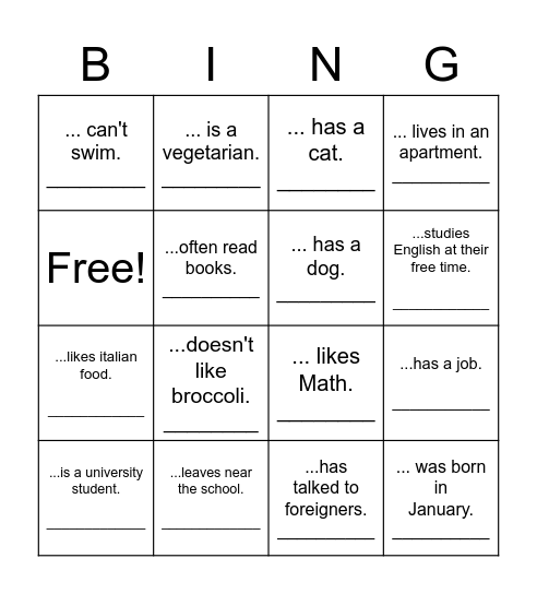 Find someone who... Bingo Card