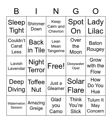 Color Street Bingo Card