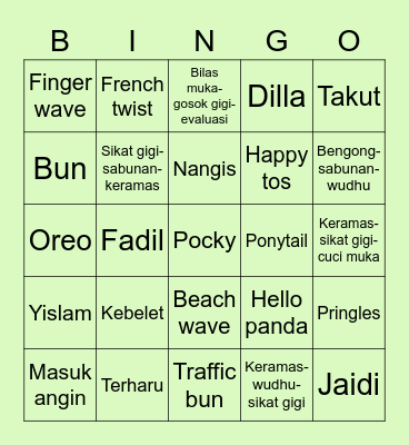 Pe Bingo Card