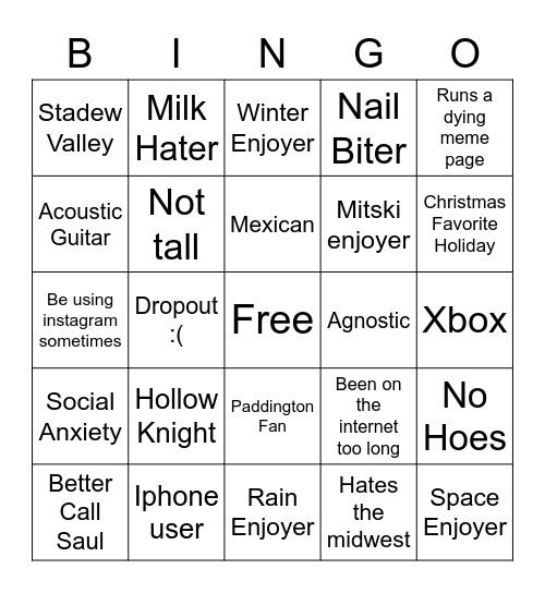 Wulf Bingo Card