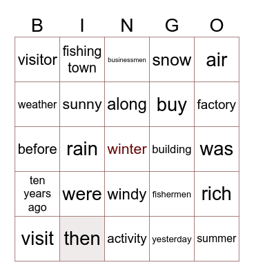 B2 L6 vocab Bingo Card
