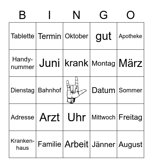 Deutschkurs Bingo Card