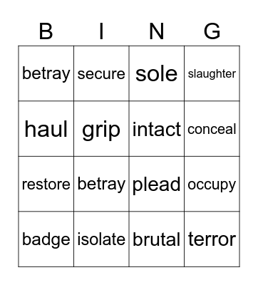 L10 Vocabulary Review Bingo Card