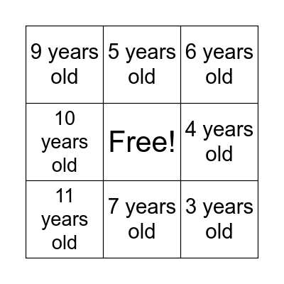 Developmental Milestones Bingo Card