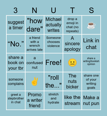 The Three Nuts BINGO Card