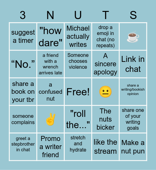 The Three Nuts BINGO Card