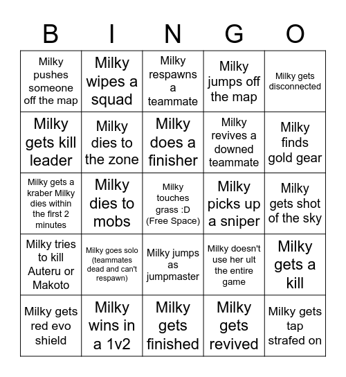 Milky Apex Tournament Bingo Card