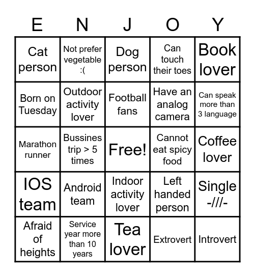FIT - Bingo Game :) Bingo Card