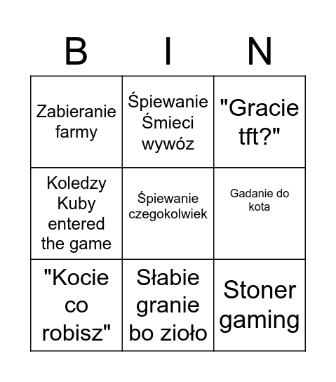 Kuba Bingo Card