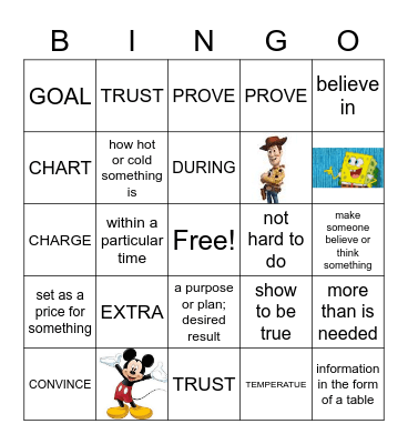 VOCABULARY WORDS Bingo Card