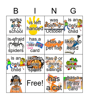 Get to know you bingo Card