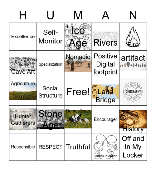 Early Humans 2022 Bingo Card