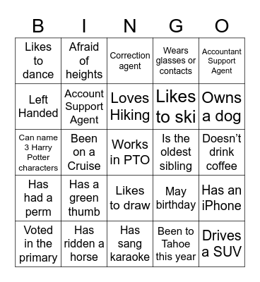 PTO Bingo Card