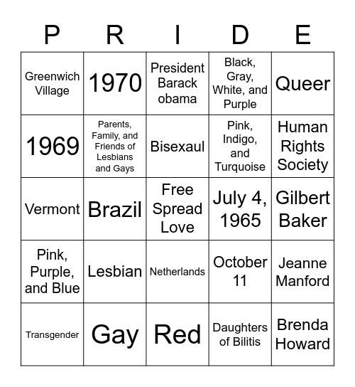 Cultural Bingo Card