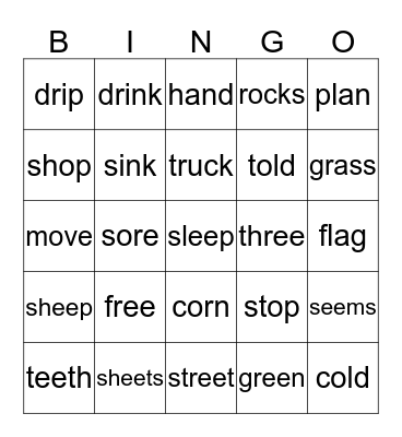 Lesson  5 Bingo Card