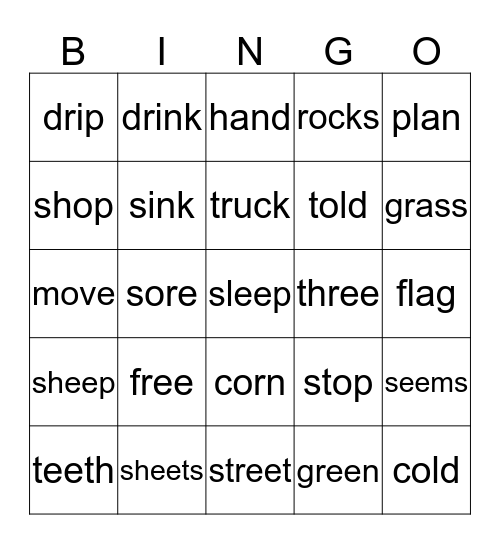 Lesson  5 Bingo Card