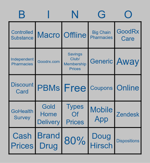 GoodRx Bingo Card