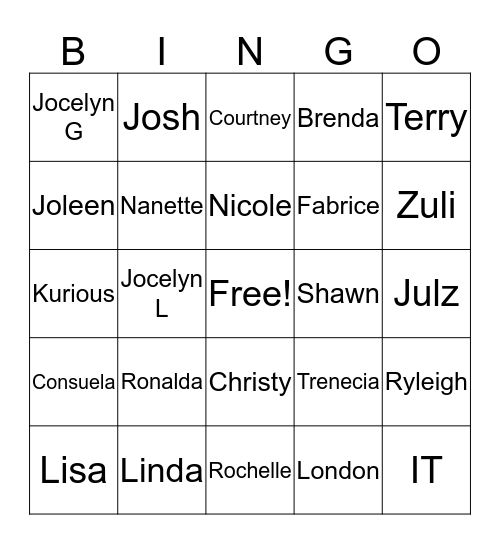 Choose That Coworker Bingo Card