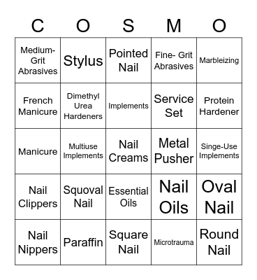 Chapter 25 Manicuring Bingo Card
