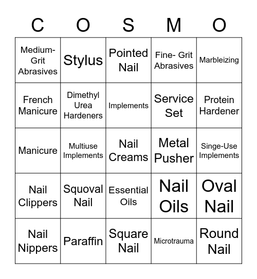 Chapter 25 Manicuring Bingo Card