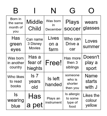 NAME BINGO Card