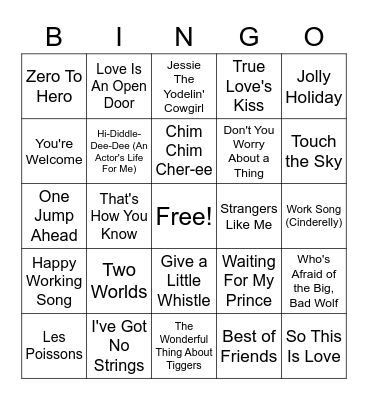 Disney 3 Bingo Card