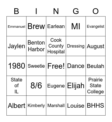 STAR 60 BINGO Card