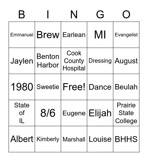 STAR 60 BINGO Card