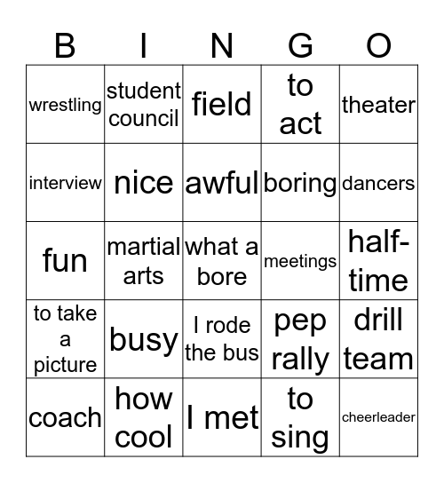 Las Actividades Extracurriculares Bingo Card