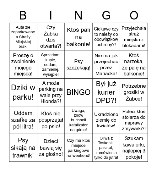 Osiedle na Smolnej Bingo Card