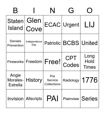 CBO/DPU Bingo Party Bingo Card