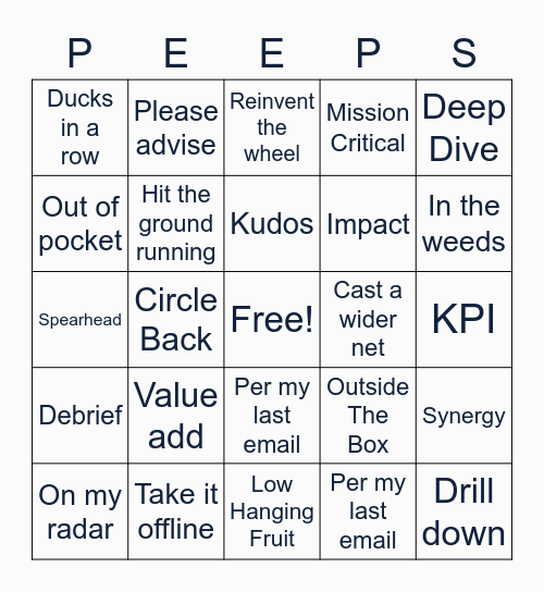 Corporate Buzzword Bingo Card