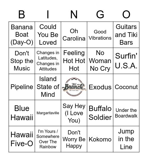 Let's Go To The Tropics! Bingo Card