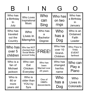 H&M Jones Descendants Meet and Greet Bingo Card