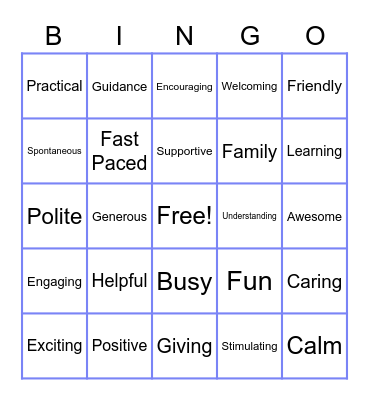 Words that describe BMM! Bingo Card