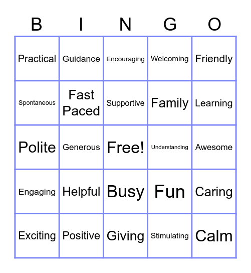 Words that describe BMM! Bingo Card