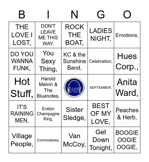 DISCO MUSIC BINGO Card