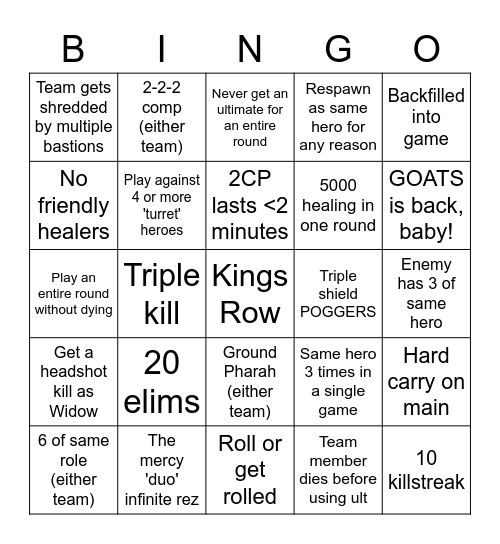 Mystery Heroes Bingo Card