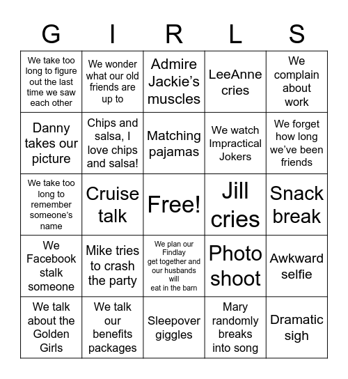 GIRLS Bingo Card