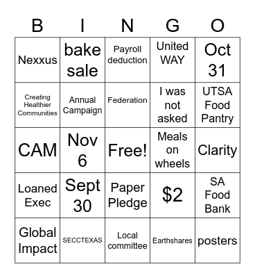 SECC BINGO Card