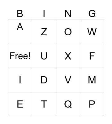 LETTER SOUNDS Bingo Card