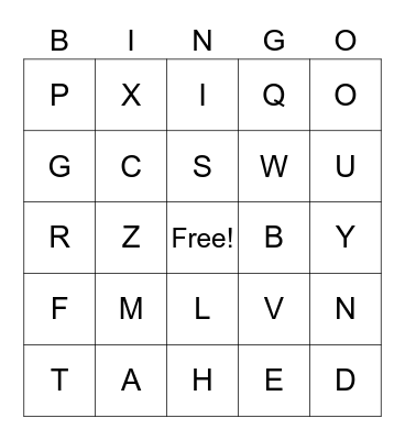 LETTER SOUNDS Bingo Card